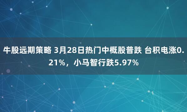 牛股远期策略 3月28日热门中概股普跌 台积电涨0.21%，小马智行跌5.97%